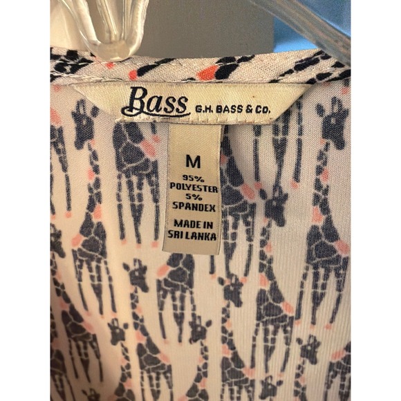 Vintage 90s Wrap Dress Navy Coral Giraffe Novelty Print 3/4 Sleeve Jersey Knit M - Picture 2 of 5